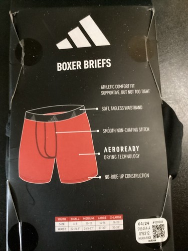 adidas Boys' New Fit Microfiber Youth Boxer Brief Underwear, 4 Pack, SMALL 6-8 - Picture 2 of 2