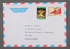 MayfairStamps Kostaryka 1991 do Harrow-on-the-Hill Middlesex Anglia Poczta lotnicza C