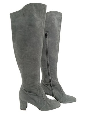 L'AUTRE CHOSE Damen Overknee Stiefel Gr. 39 Grau Wildleder Elegant