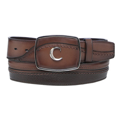 Cuadra Men's Embroidered Honey Brown Western Rodeo Belt BC426