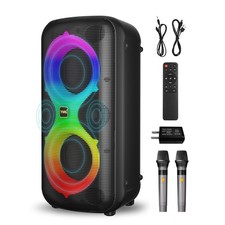 Karaoke Machine with 2 Wireless Microphones for Adults, Portable Blue Tooth P...