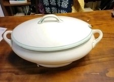 Antica zuppiera Ceramica S.c Richard Anni '30 Bordino Verde Ovale Da Restaurare 