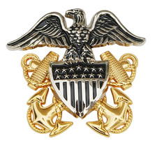 USA NAVY OFFICER HAT CAP CAPTAIN ADMIRAL METAL HAT BADGE - HI QUALITY - CP MADE