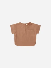 Quincy Mae Toddler Woven Boxy Top Clay 18-24 Months Girls Shirt