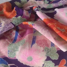 Boro Japanese Old Vintage Cloth Japan Silk Taisho Crepe Stencil-dyed Scraps