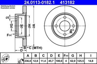 2X Bremsscheibe ATE 24.0113-0182.1 FüR Felicia Skoda VW Caddy Favorit 9U7 787 2