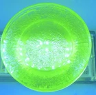 Federal Uranium Glass 6” Sharon "Cabbage Rose" Green  Plates Set of 6
