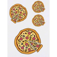 4 x 'Pizza' Temporary Tattoos / Transfers TO00007491 