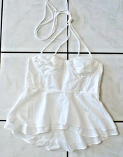 NWOT Zara Top Blouse Womens M Peplum Halter Corset White Cotton H899