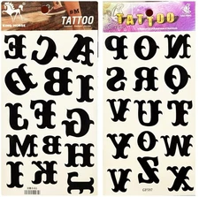 Tattoos 2 Sheets letter English Classic Temporary Tattoo 3D Fake Waterproof for