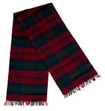 MADE IN SCOTLAND LINDSAY RED TARTAN PLAID 70 CASHMERE, 30 WOOL SCARF, 11 X 56