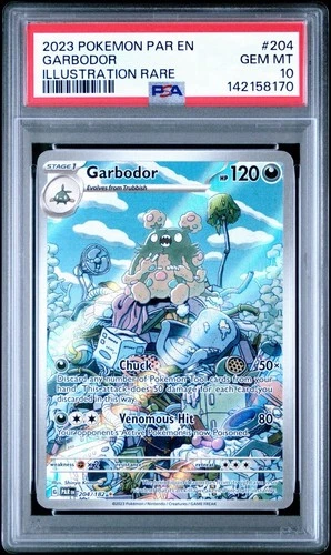 PSA 10 GEM MINT Garbodor 204/182 Sv04: Paradox Rift Holo Illustration Rare