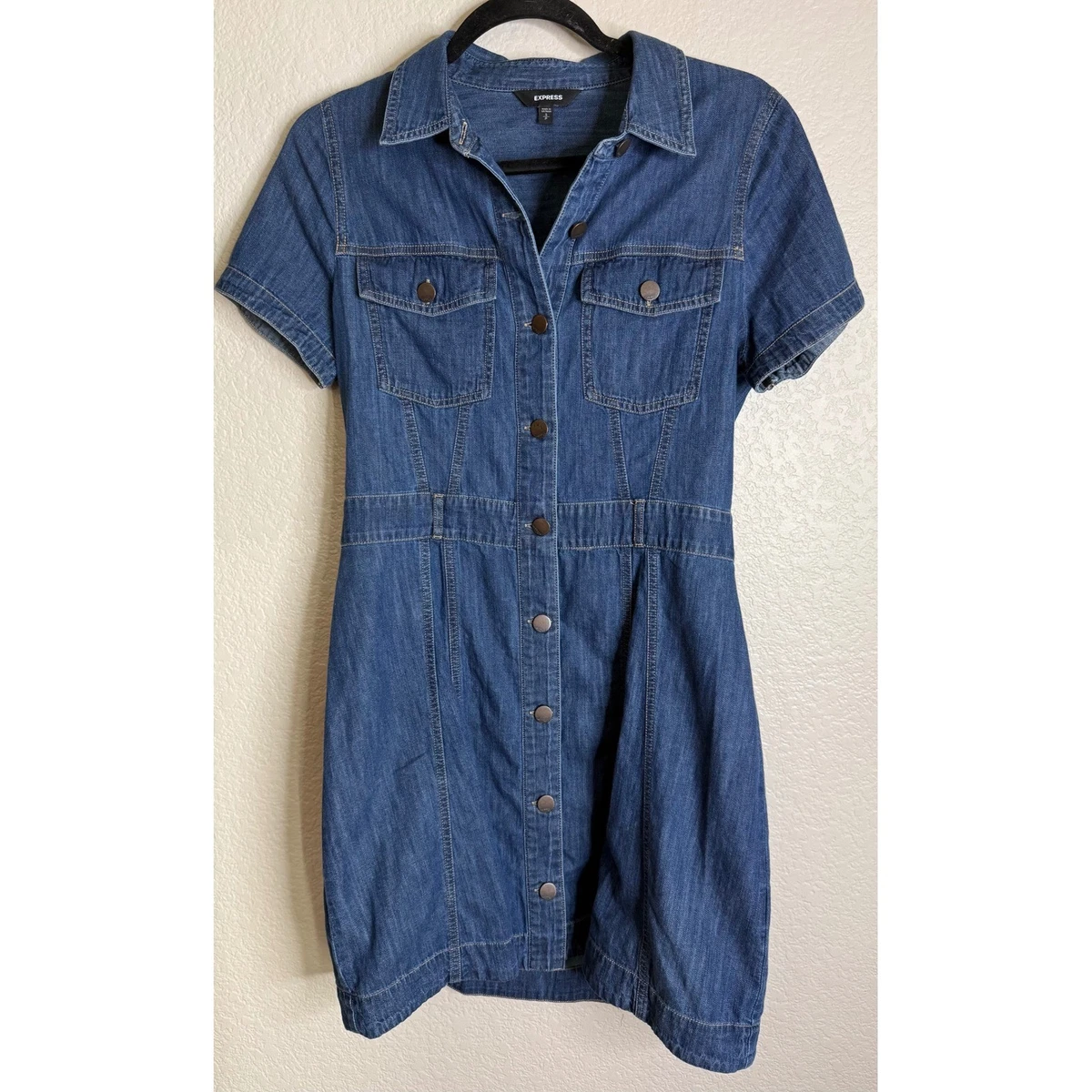 express shirt dress Collared Half Button Up Mini Portofino Shirt Dress
