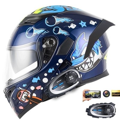 Bluetooth Motorcycle Helmet With Camera Recorder Helmet Motor Helmets Intercom