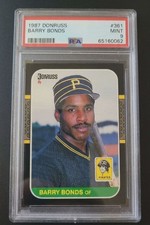 Barry Bonds 1987 Donruss Rookie Card PSA9 Baseball Collectible. rookie card picture