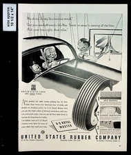 1940 U.S. Rubber Company Tires Puppet Strings Dog Mileage Vintage Print Ad 36005