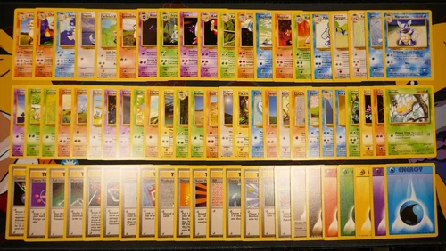 HP (Unlimited) COMPLETE Pokemon BASE Set 70-Card UNCOMMON/COMMON Non-Holo 102