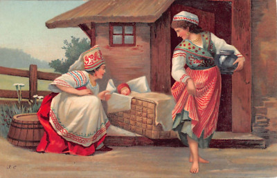 POSTKARTE - ITALIENISCHE KUNSTKARTE - NATIONAL KLEIDUNG - BABY - SIGNIERT JC - FOLK