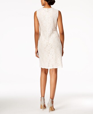 R & M Richards Embellished Lace Sheath Dress & Jacket - Ivory - Size 10 R & M Richards Embellished Lace Sheath Dress & Jacket - Ivory - Size 10