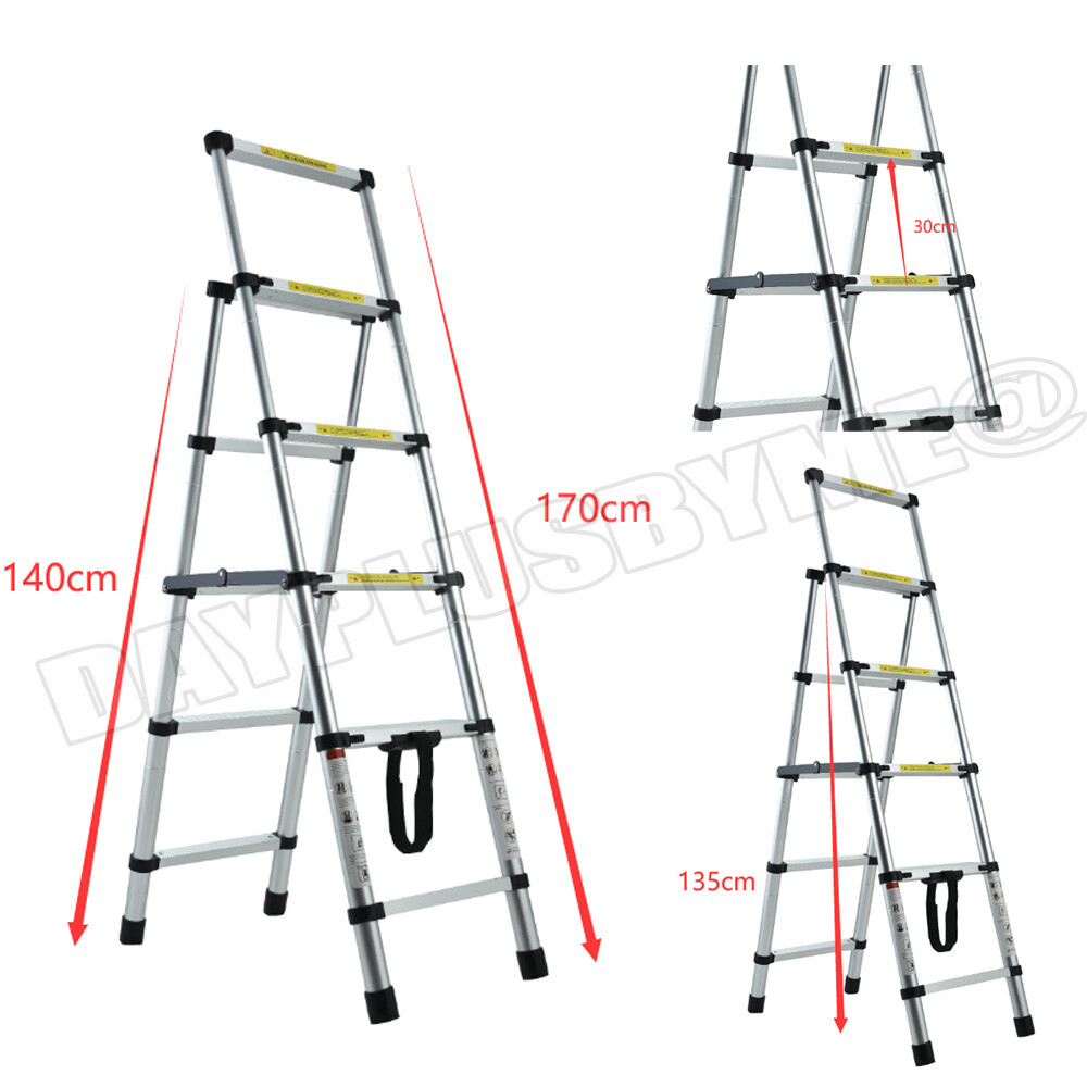 Aluminium Telescopic Ladder MultiPurpose AFrame Step Extension