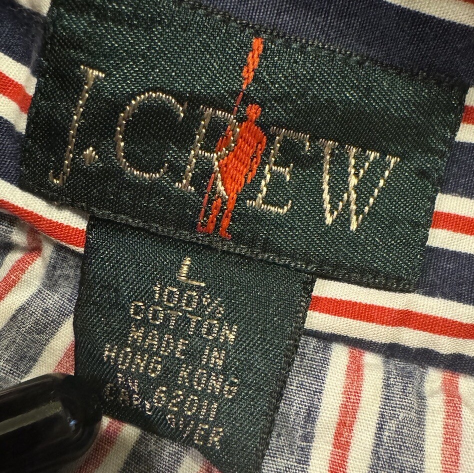 FILA Vintage J. Camicia Crew Uomo Grande Verde Remi Canottaggio Tag Rosso Bianco Blu USA