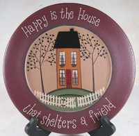 Happy Is The House That Shelters A Friend Wooden Plate 9.5 In Tabletop Decor Happy Is The House That Shelters A Friend Wooden Plate 9.5 In Tabletop Decor