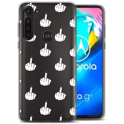 TalkingCase Slim Case for Motorola Moto G8 Power, Edgy Finger Clear Print,USA