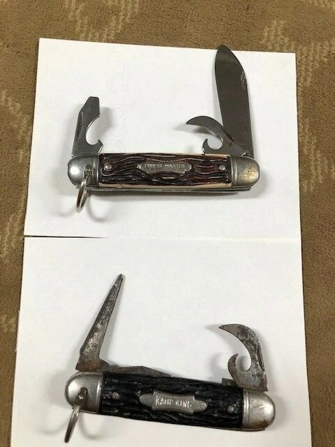 CUCHILLO COLONIAL HECHO EN EE. UU. FOREST MASTER/KAMP KIN CAMPING BOLSILLO PLEGABLE VINTAGE Foto 2 de 3