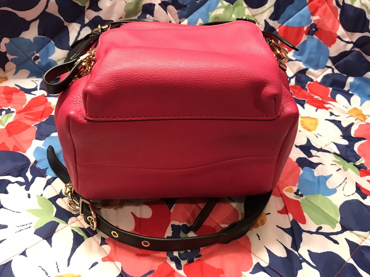 ?LIKE NEW?Michael Kors Fushia Pebble Leather Backpack & Flowers Embellishments MICHAEL KORS BACKPACK Beautiful Pink & Black Pebble Leather  main image 4