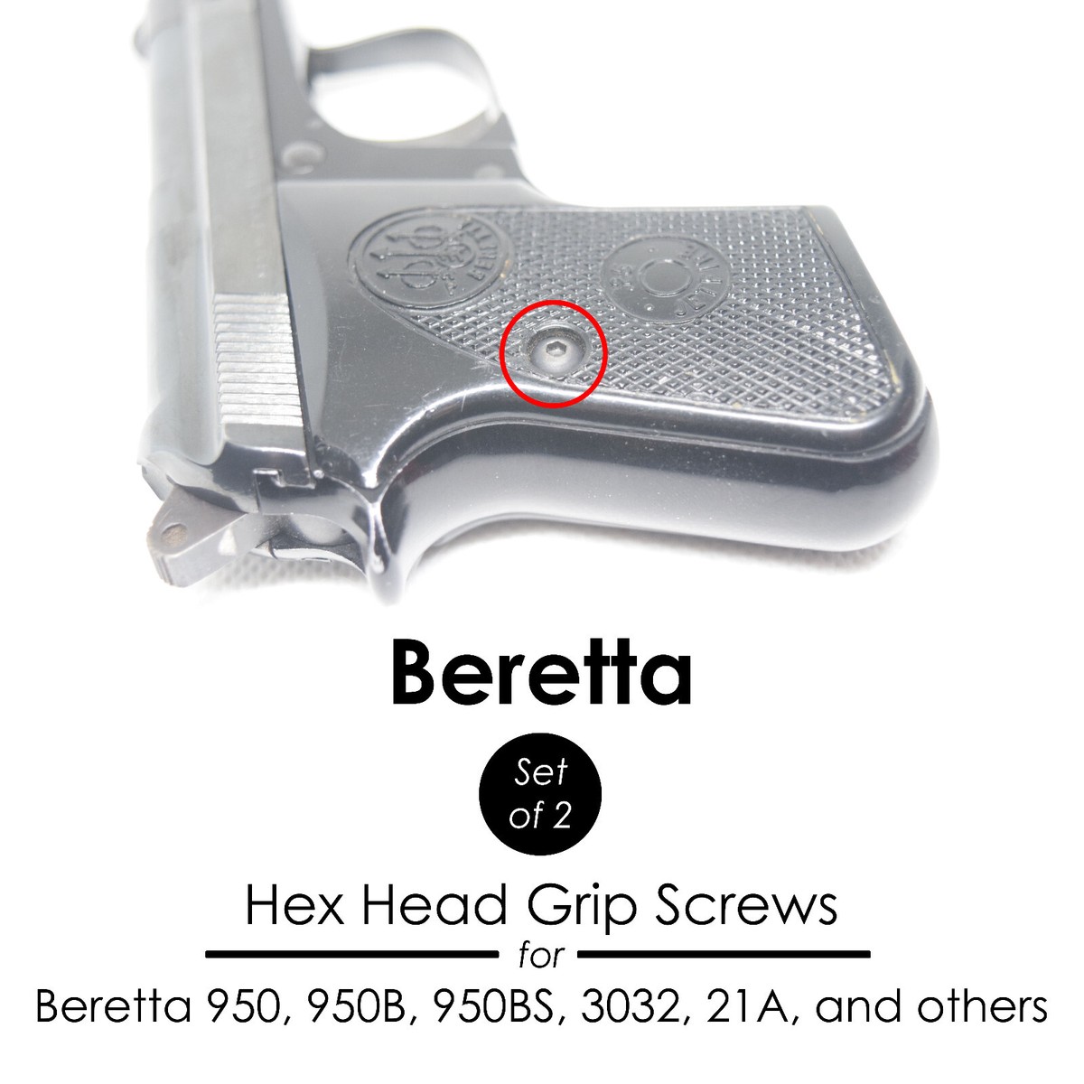 <雪兎>Pt 950 0.10 片側のみ Set of 2] - Beretta Jetfire Tomcat Minx Hex Grip Screws 950 950B