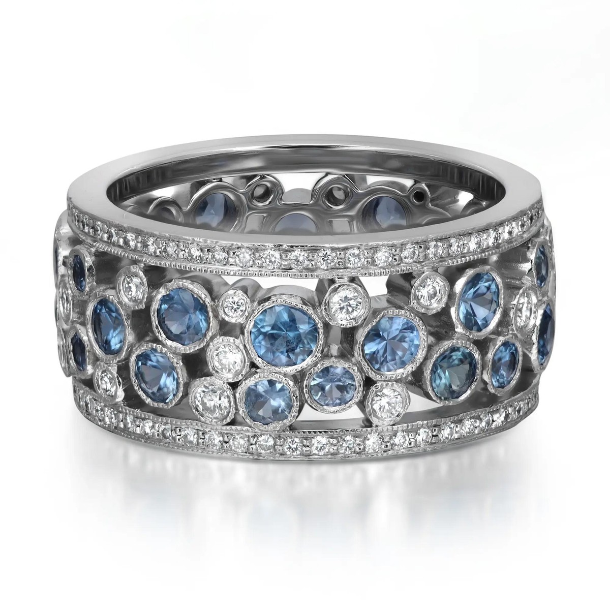 TIFFANY Cobble Stone Blue Sapphire And Diamond Band Ring