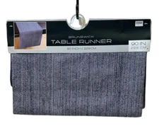 Brunswick Classic Tweed Table Runner 14" x 90" Navy Blue Textured Cotton Blend