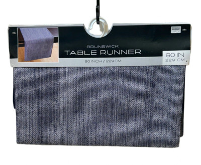 Brunswick Classic Tweed Table Runner 14'' x 90'' Navy Blue Textured Cotton Blend