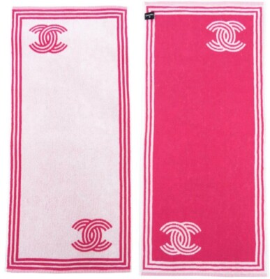 Chanel Beach Bath Towel Pink Wristband Hairband Sport set AA9752
