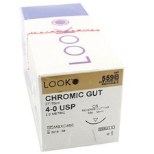 Look X559B Chromic Gut Sutures Reverse Cutting 4-0 27" C6 3/8 Circle 19mm 12/Pk