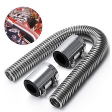 24 Stainless Steel Flexible Upper Lower Radiator Hose Chrome Caps V8 Kit