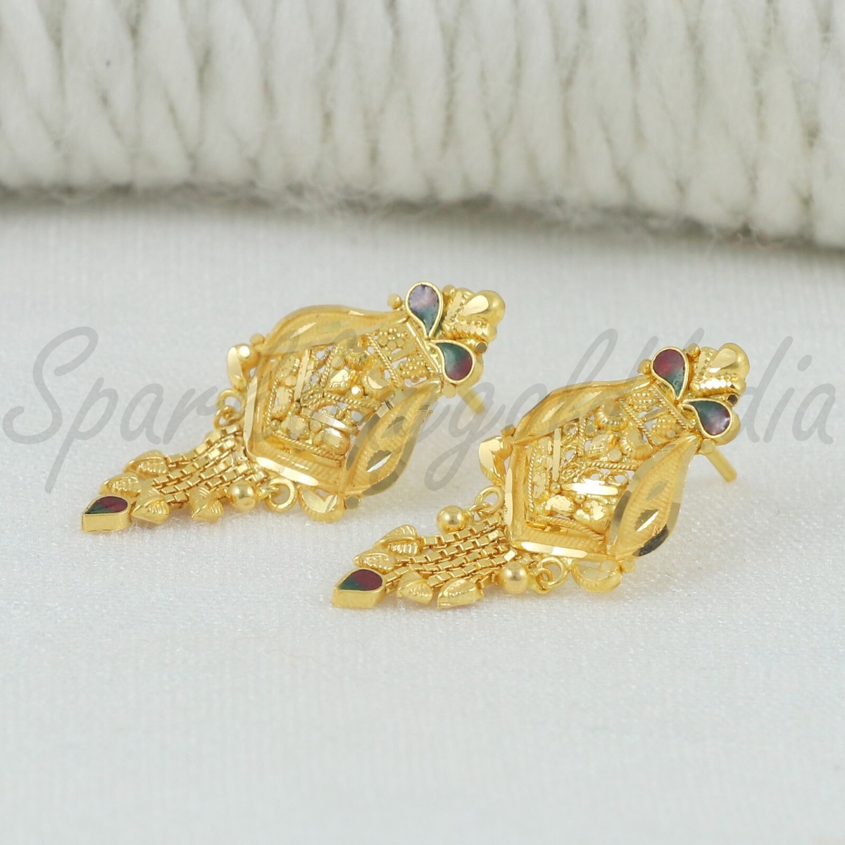 22k stud gold earring, 22k916 yellow gold stud earring