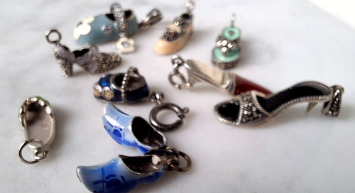 9 Psc. Assortment 925 Sterling Silver Enameled Shoe Bracelet Charms