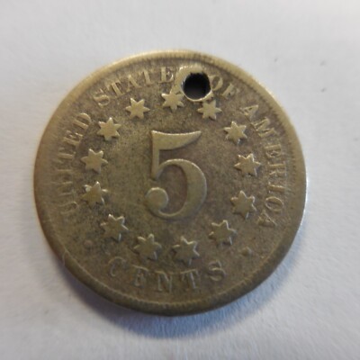 1867 NO RAYS United States Shield Nickel-has hole | eBay