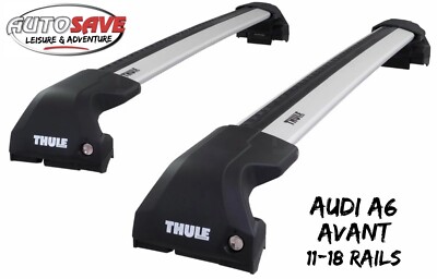 THULE - WingBar Edge Silver Aluminium Roof Bars for Audi A6 Avant 2011-18 Rails