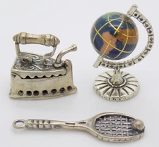 3 x Vintage Italian Handmade Genuine Silver Dollhouse Miniature Collection