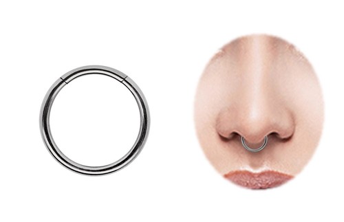 Titan Labbra Setto Orecchio Piercing Naso Segmento Click Anello Con Cerniera - Foto 5 di 6