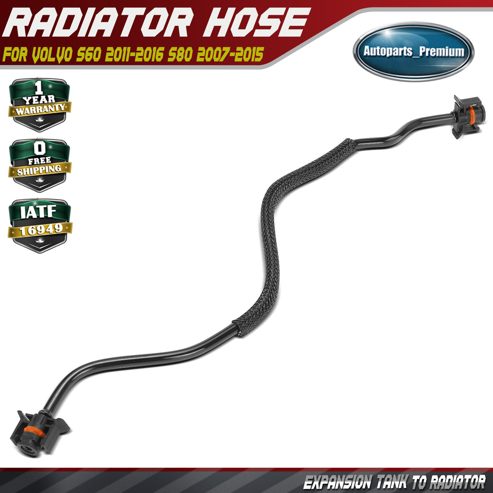 Engine Coolant Breather Pipe Overflow Hose for Volvo S60 11-16 S80 07 ...