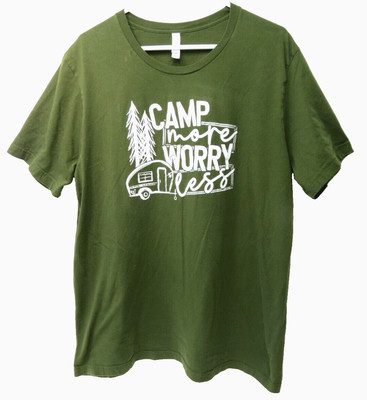 Camp More Worry Less T-Shirt Ladies 2XL Dark Green Tee
