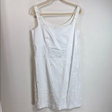 (R9)WD-NY,vintage dress embroidered with mother-of-pearl stones,100% cottonSz 14