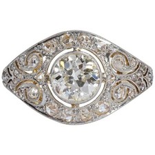 Vintage Art Deco 2.70 Ct Round Cut Diamond Wedding Ring 14K Yellow Gold Over