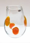 Blenko Glass Vase - clear glass pinched w/ orange medallions
