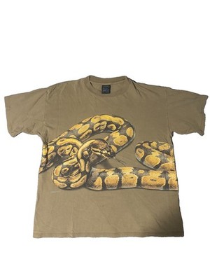 Vintage Habitat Python Snake AOP Shirt Nature 1997 XL AOP DOUBLE SIDED brown 90s