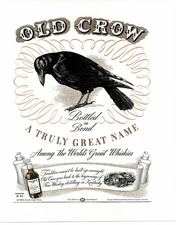 1938 Old Crow Bourbon Whiskey Vintage Print Ad Rye