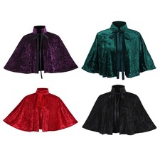 Velvet Cape,Short Renaissance Cloak,Medieval Larp Western Pirate Cape Shawl Lady